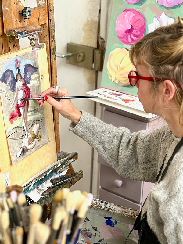 Liz Adams at work in her studio