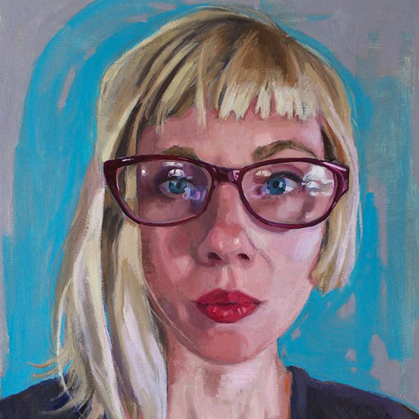 Liz Adams painting: self-portrait as a screen gazer